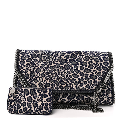 Stella McCartney Cotton Canvas Leopard Big Falabella Fold Over Tote Grey 3 of 10