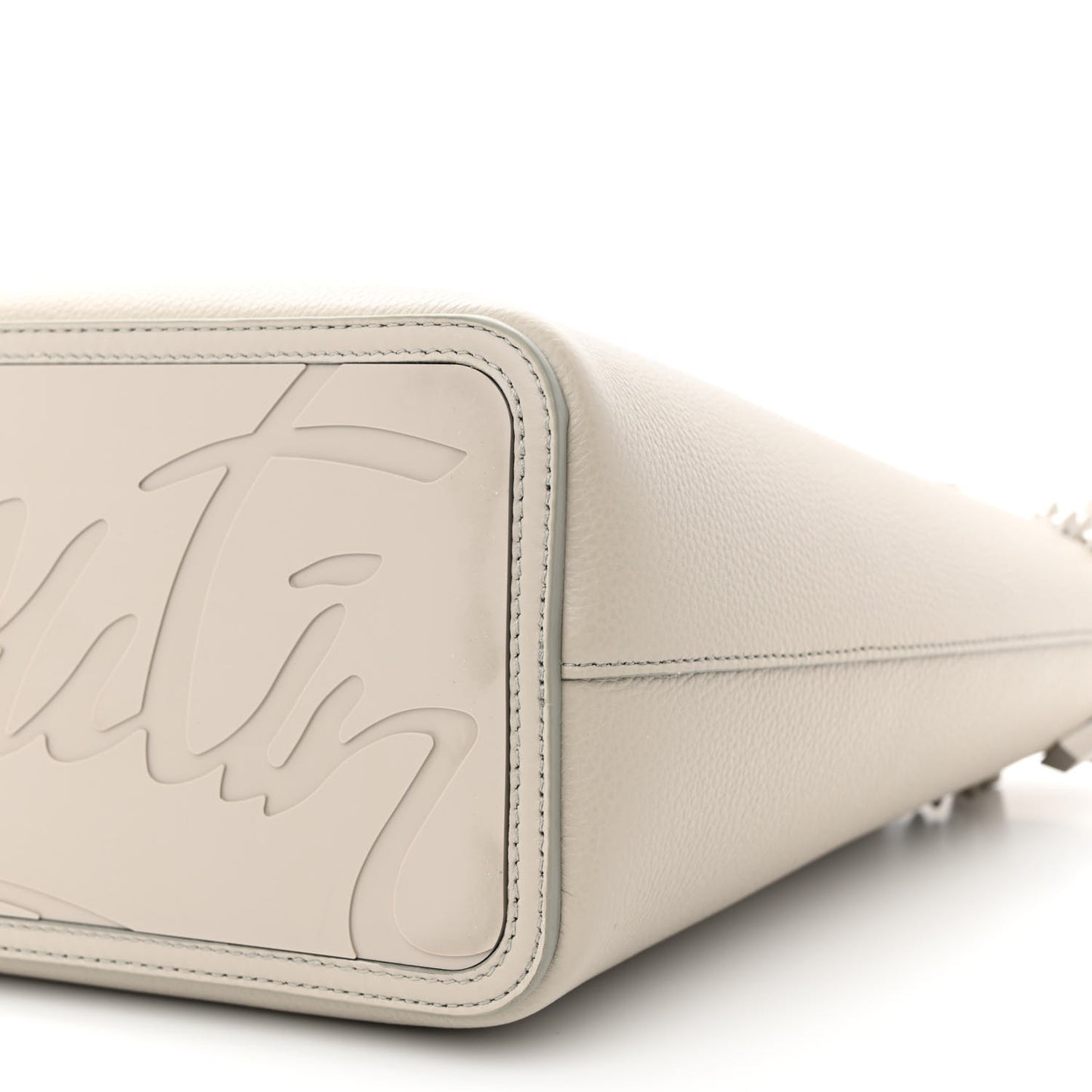 Calfskin Spikes Small East West Cabata Tote Light Grey