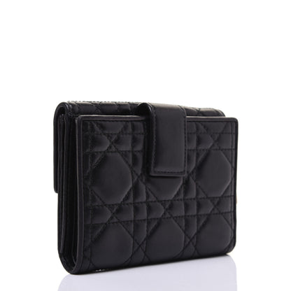 Christian Dior Lambskin Cannage Lady Dior Compact Wallet Black 3 of 12