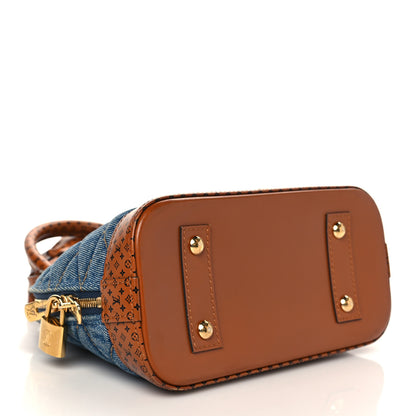 Louis Vuitton Denim Calfskin Reverse Monogram Malletage Alma BB Blue 4 of 6