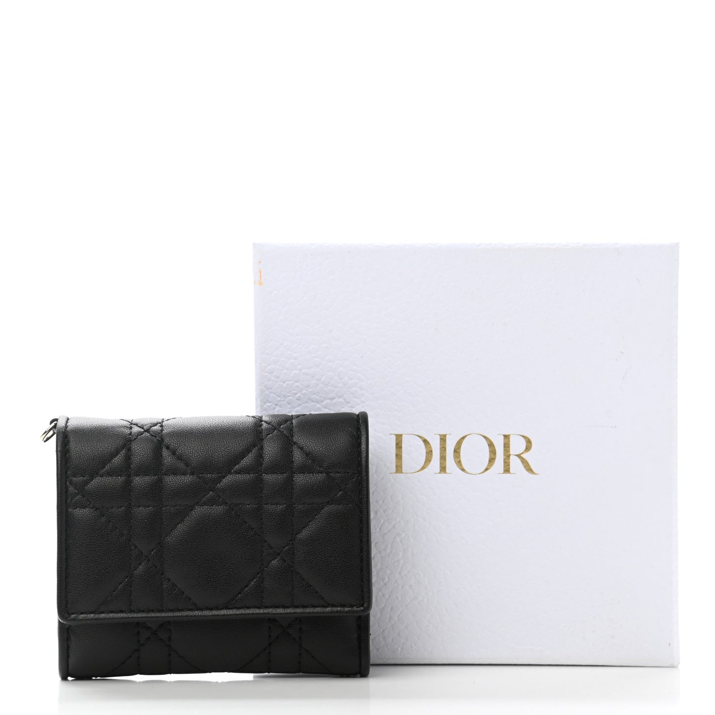 Lambskin Cannage Lady Dior Lotus Wallet Black