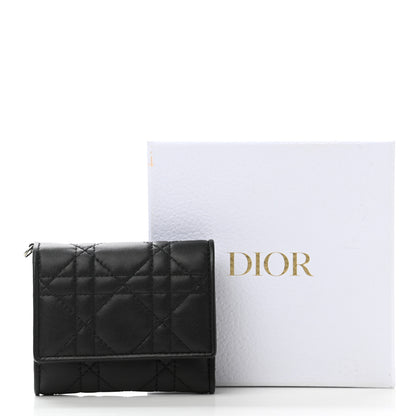 Christian Dior Lambskin Cannage Lady Dior Lotus Wallet Black 8 of 8