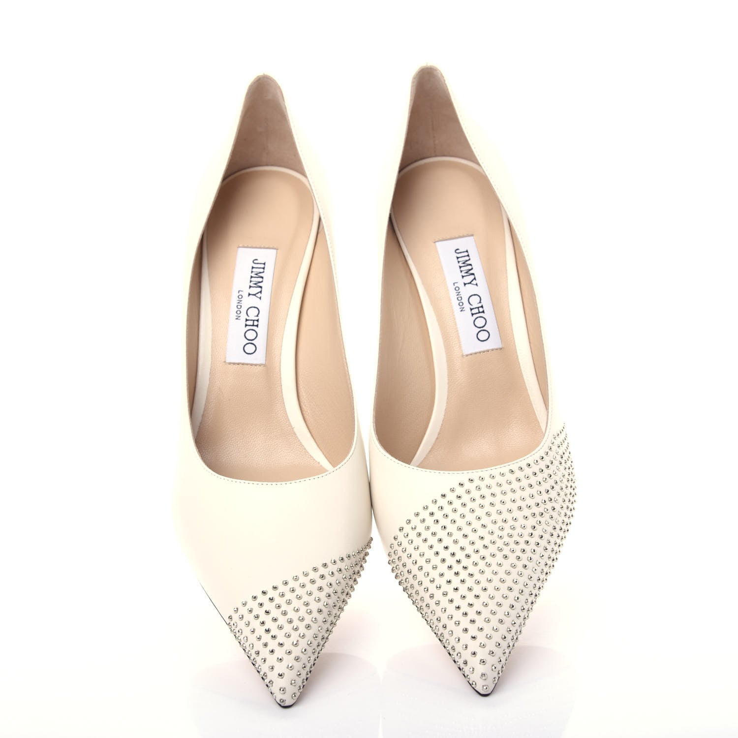 Jimmy Choo Calfskin Studded Love 85 Pumps 39.5 Latte Silver 5 of 10