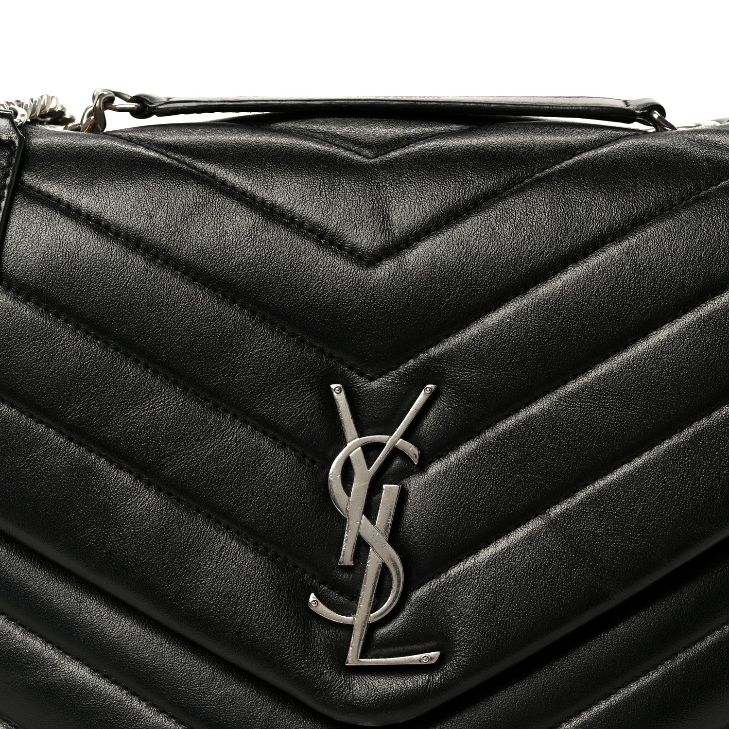 Saint Laurent Calfskin Y Quilted Monogram Medium Loulou Chain Satchel Black 9 of 11
