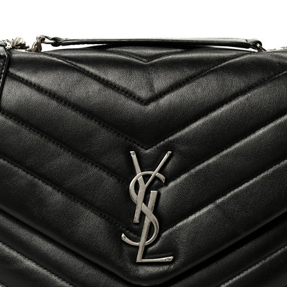 Saint Laurent Calfskin Y Quilted Monogram Medium Loulou Chain Satchel Black 9 of 11