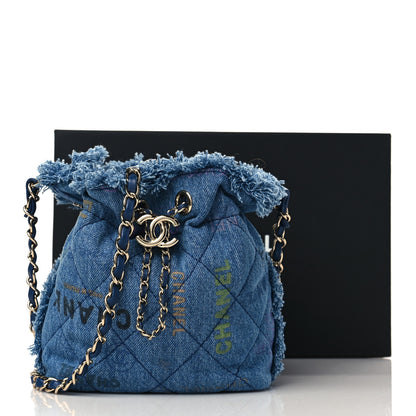 Chanel Denim Quilted Small Mood Bucket With Chain Blue Multicolor 10 of 10