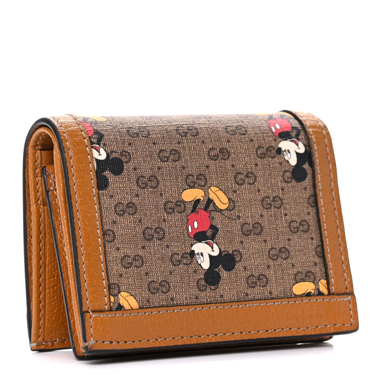 Gucci X DISNEY Mini Vintage GG Supreme Monogram Mickey Mouse Card Holder Wallet Beige Vintage Sun Oil 3 of 11