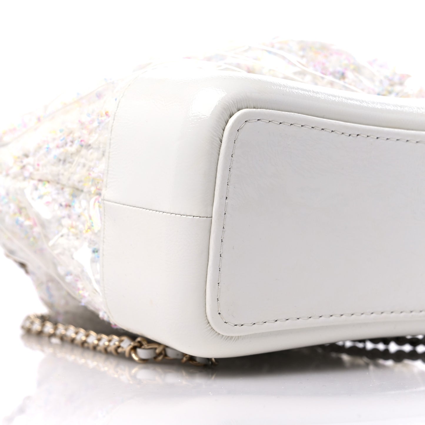 Tweed PVC Quilted Small Gabrielle Backpack White