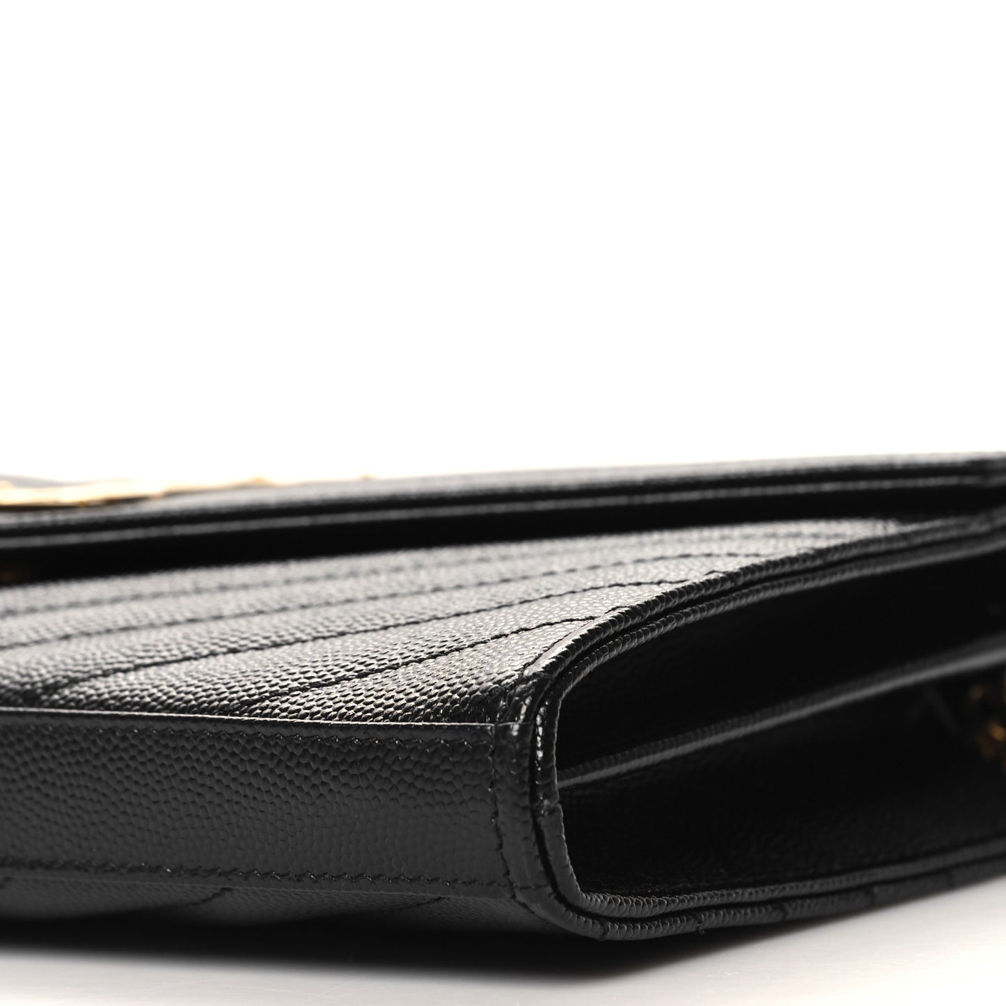 Grain De Poudre Matelasse Chevron Monogram Chain Wallet  Black