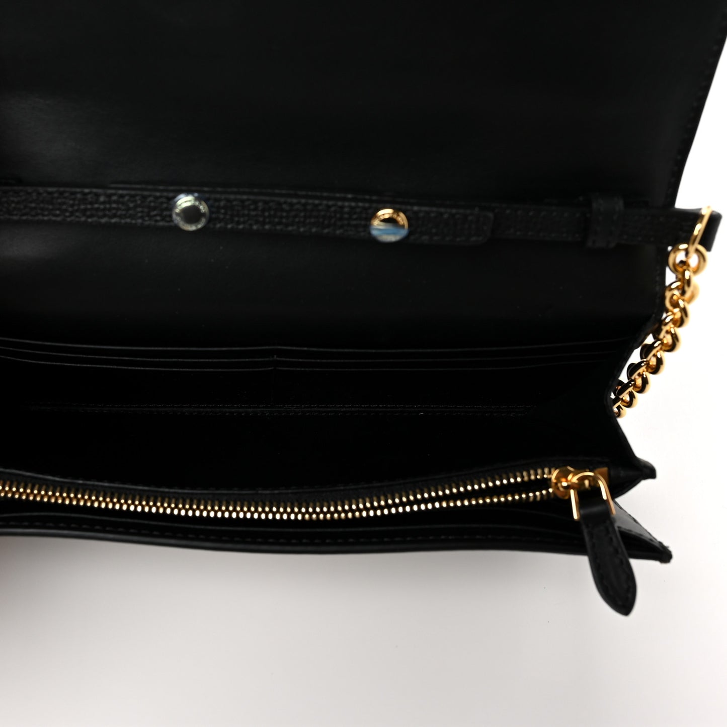 Grainy Calfskin House Check Henley Wallet On Chain Black