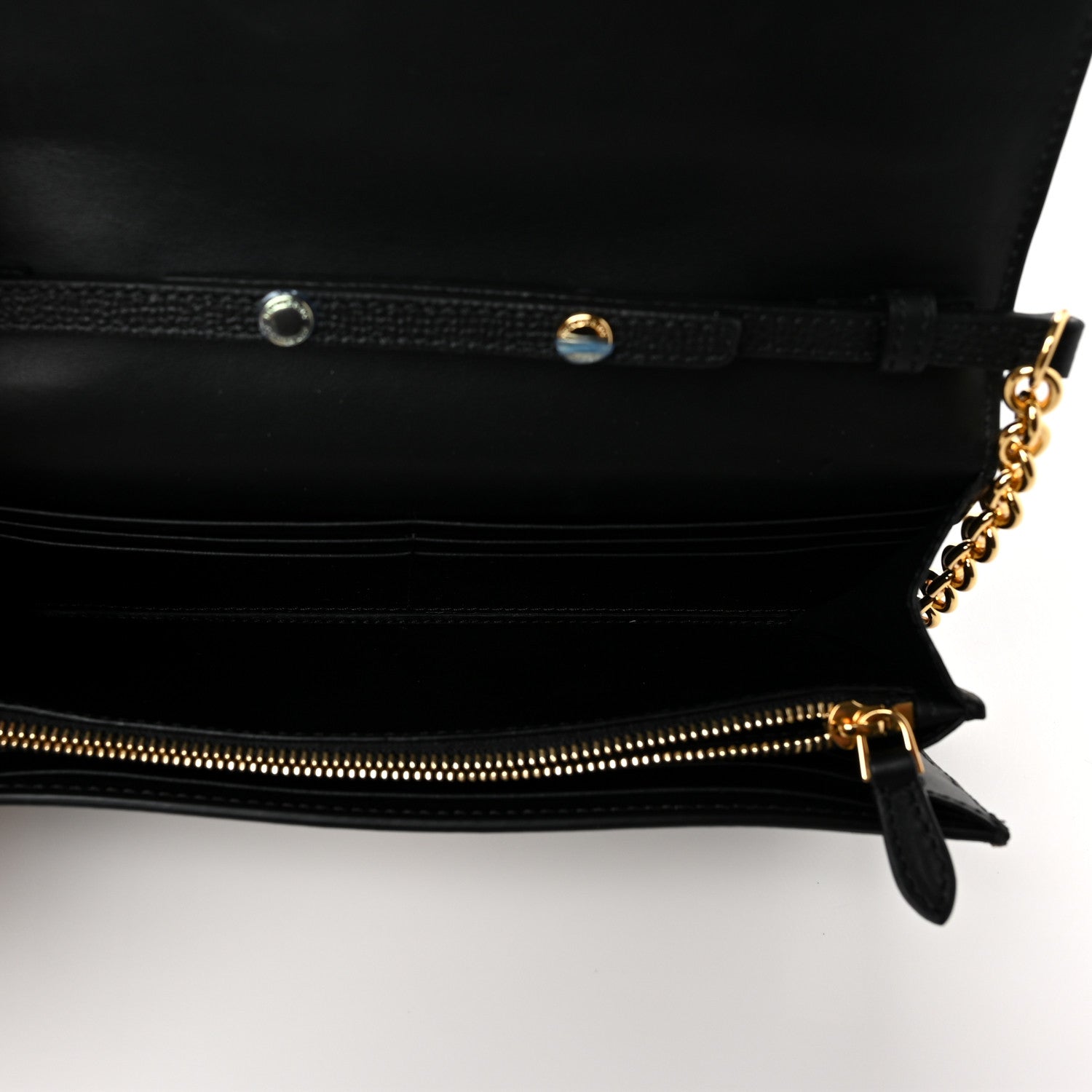 Burberry Grainy Calfskin House Check Henley Wallet On Chain Black 4 of 8