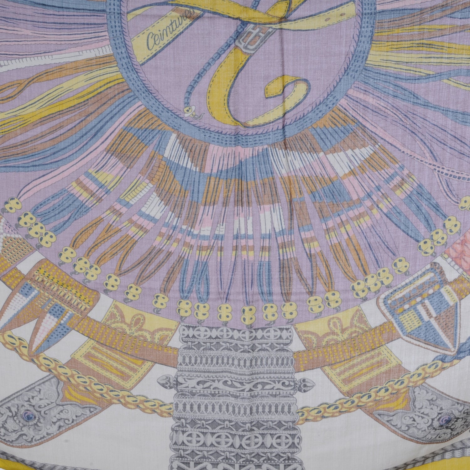 Hermes Cashmere Silk Ceintures et Liens Shawl 140 7 of 9