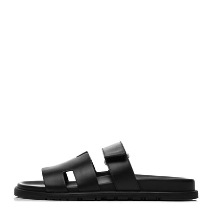 Hermes Calfskin Mens Chypre Sandals 42 Black 1 of 7