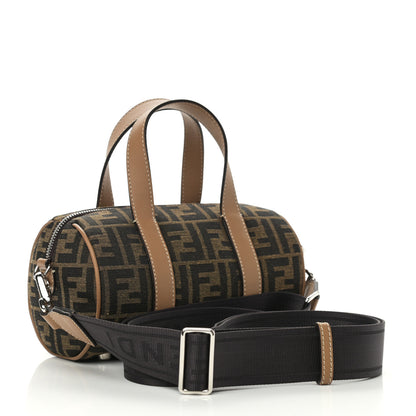 Fendi Recycled Fabric Jacquard Vitello Grace FF 1974 Mini O'Lock Bowling Bag Tobacco Moro Sand 3 of 10