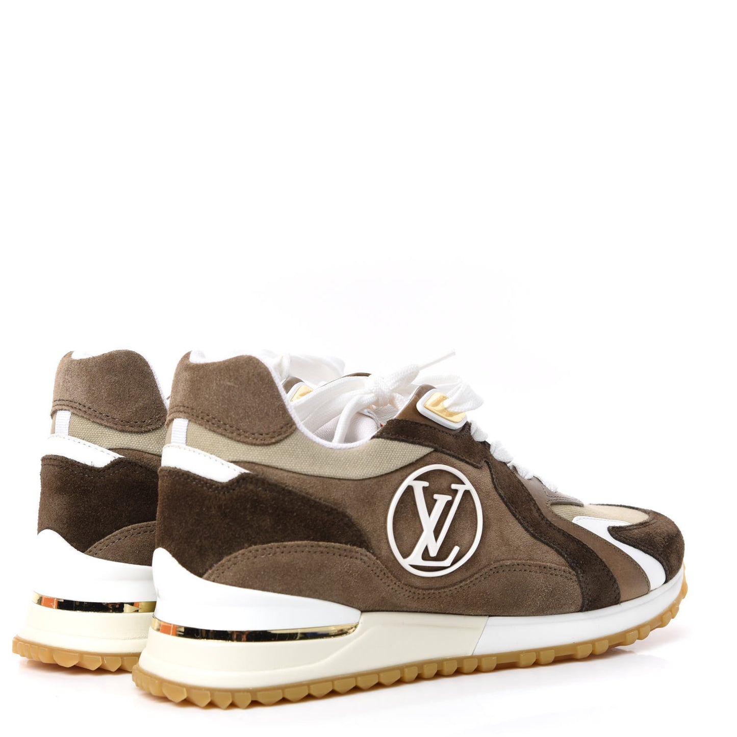 Calfskin Suede Run Away Sneakers 36 Kaki