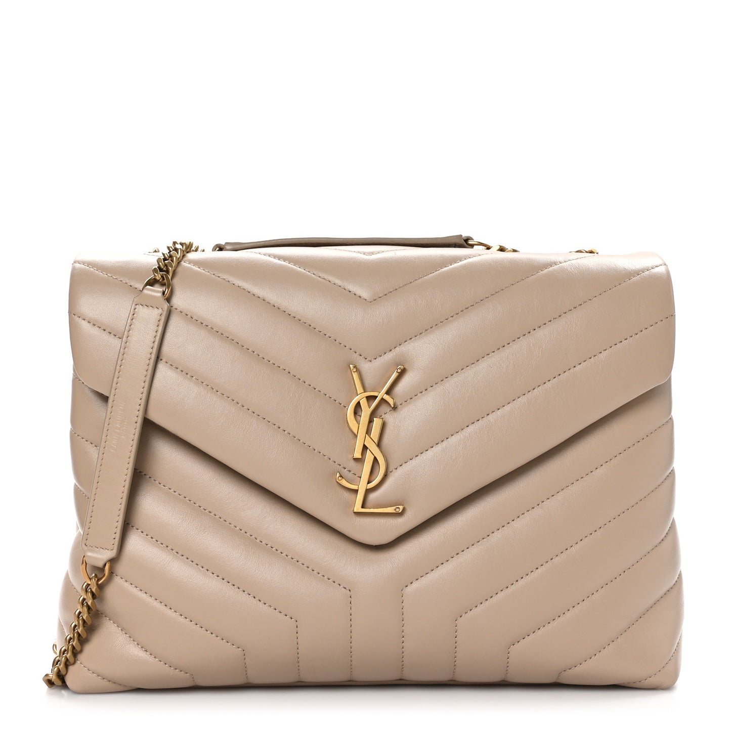 Calfskin Y Quilted Monogram Medium Loulou Chain Satchel Dark Beige