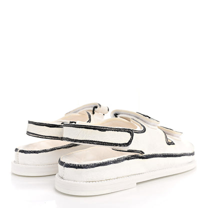 Chanel Calfskin Printed Velcro Dad Sandals 38 White Black 5 of 11