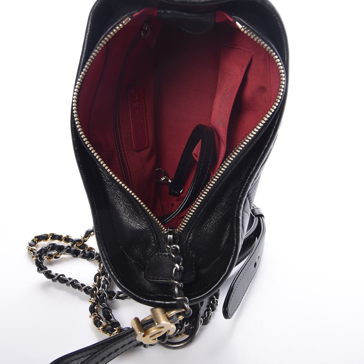 Aged Calfskin Quilted Small Gabrielle Hobo Black