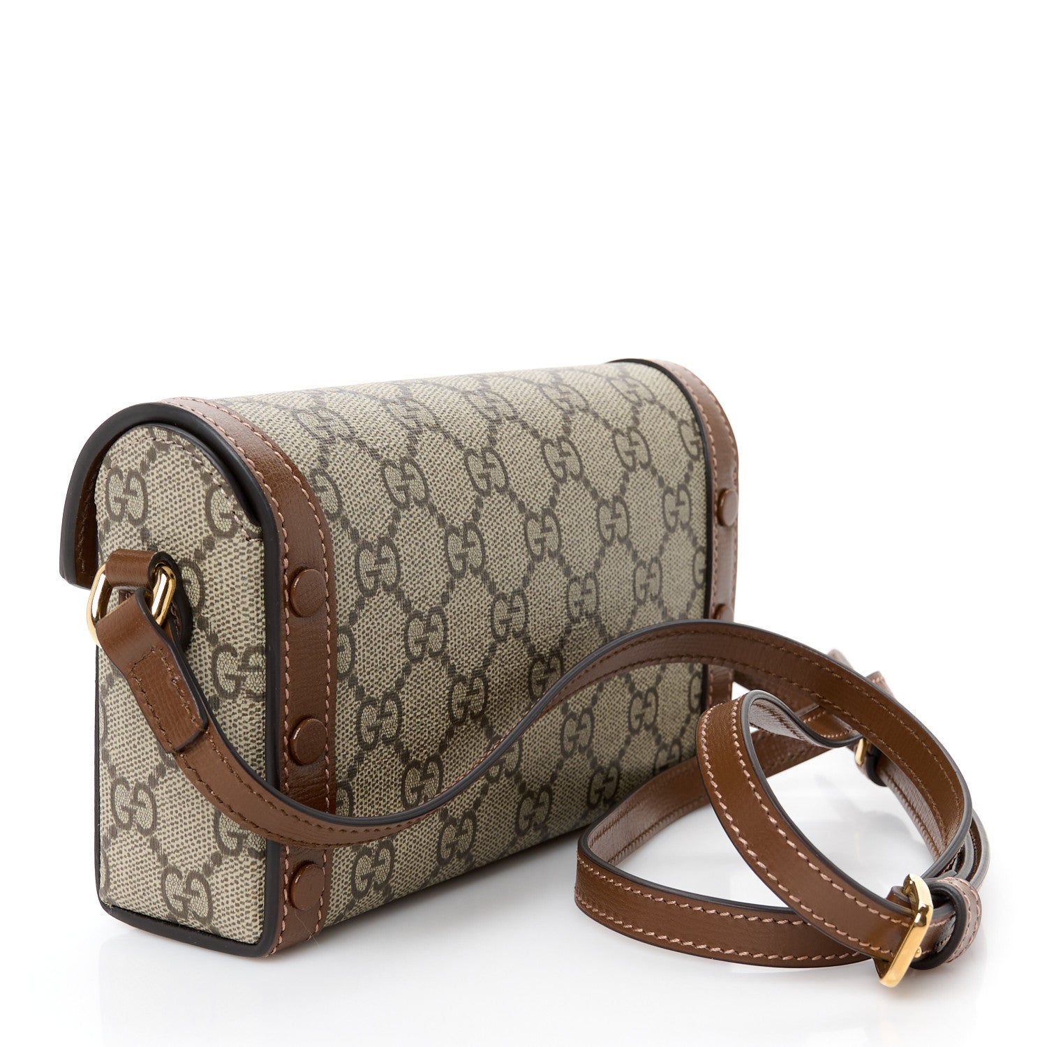 Gucci GG Supreme Monogram Mini Horsebit 1955 Shoulder Bag Beige Brown Sugar 3 of 10