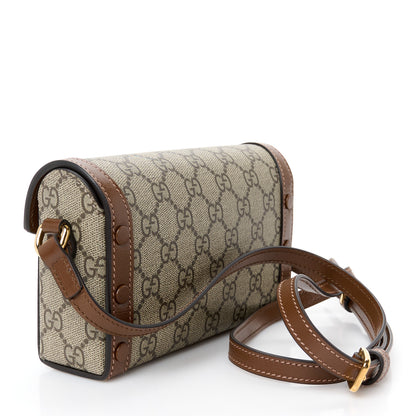 Gucci GG Supreme Monogram Mini Horsebit 1955 Shoulder Bag Beige Brown Sugar 3 of 10