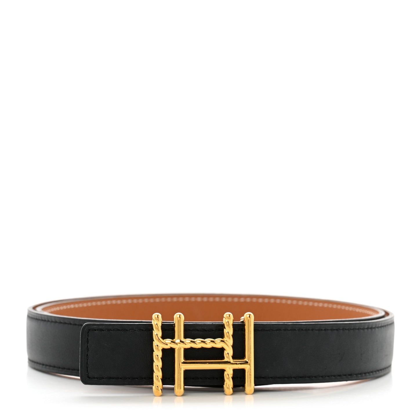 Swift Epsom 24mm H au Carre Twist Belt 90 36 Black Gold