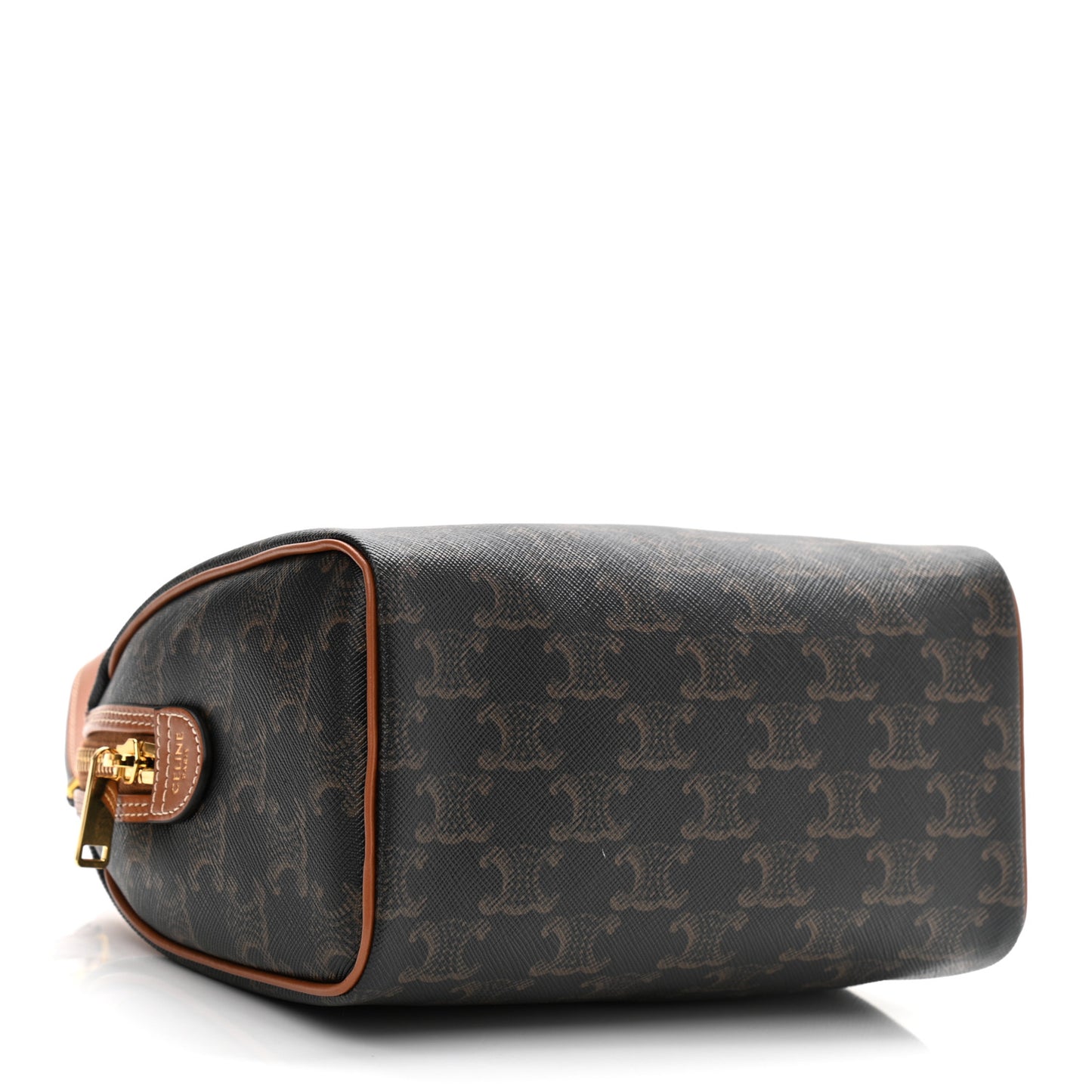 Triomphe Canvas Calfskin Small Boston Bag Tan