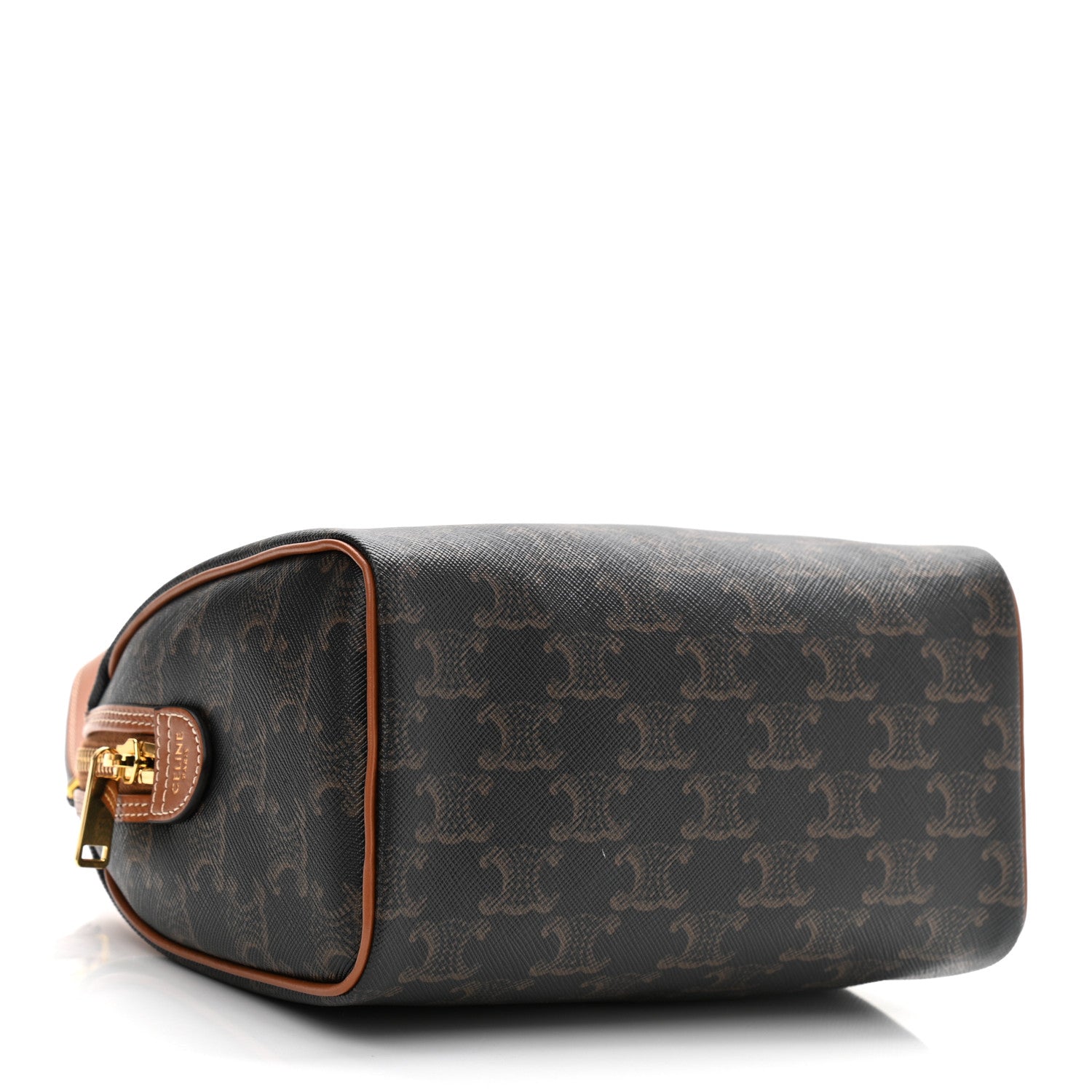 Celine Triomphe Canvas Calfskin Small Boston Bag Tan 4 of 10