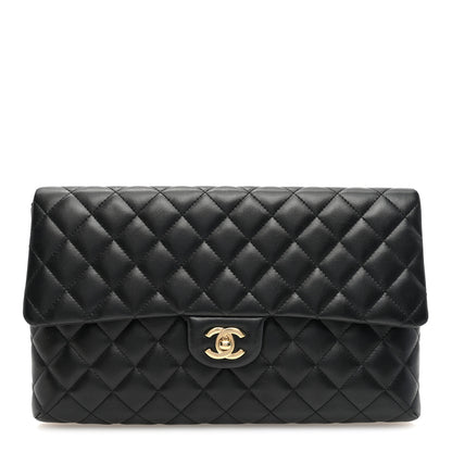 Chanel Lambskin Quilted Flap Clutch Black 1 of 10