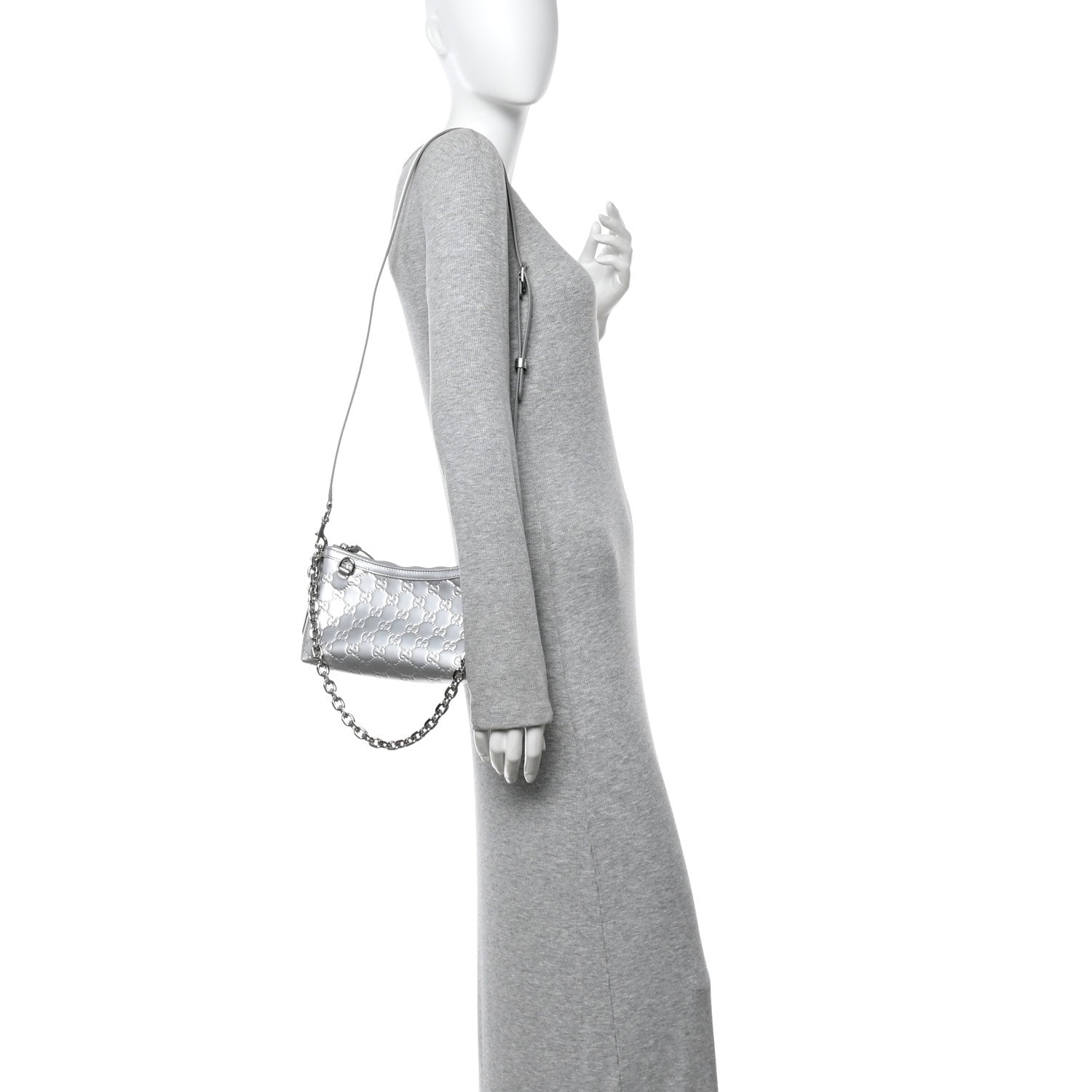 Gucci Shine Guccissima Emblem Small Shoulder Bag Silver 2 of 11