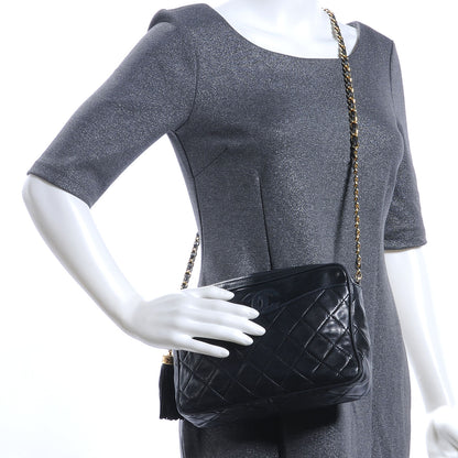 Chanel Lambskin Quilted CC Tassel Camera Case Black 2 of 8