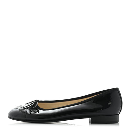 Chanel Patent Calfskin CC Cap Toe Ballerina Flats 36 Black 1 of 8
