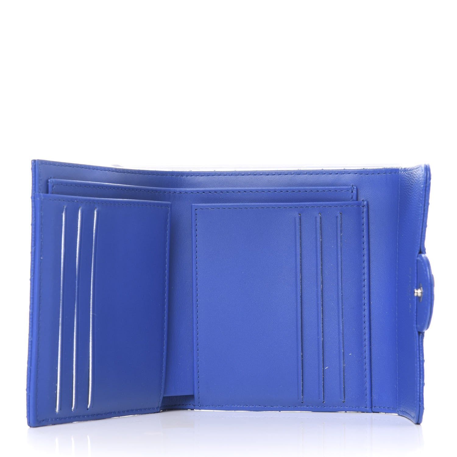 Chanel Caviar Chevron Quilted Compact Flap Wallet Bright Blue 5 of 9