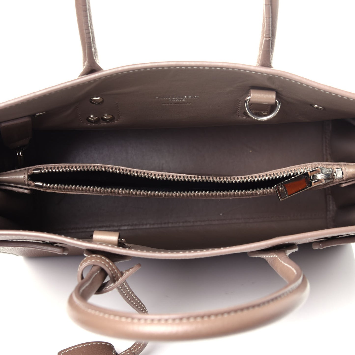 Grained Calfskin Topstich Baby Sac De Jour Taupe