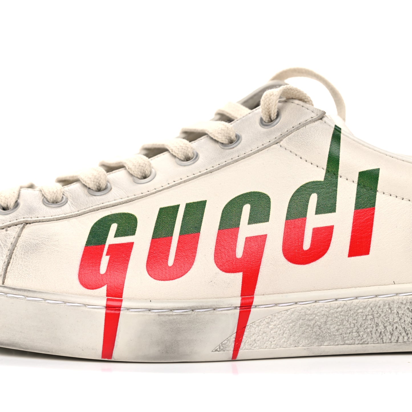 Distressed Calfskin Mens Ace Blade Sneakers 11 White