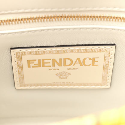 Fendi X VERSACE Vitello Seta Nappa Fendace FF Baroque Mini Peekaboo Iconic Satchel White Ice Gold 7 of 11