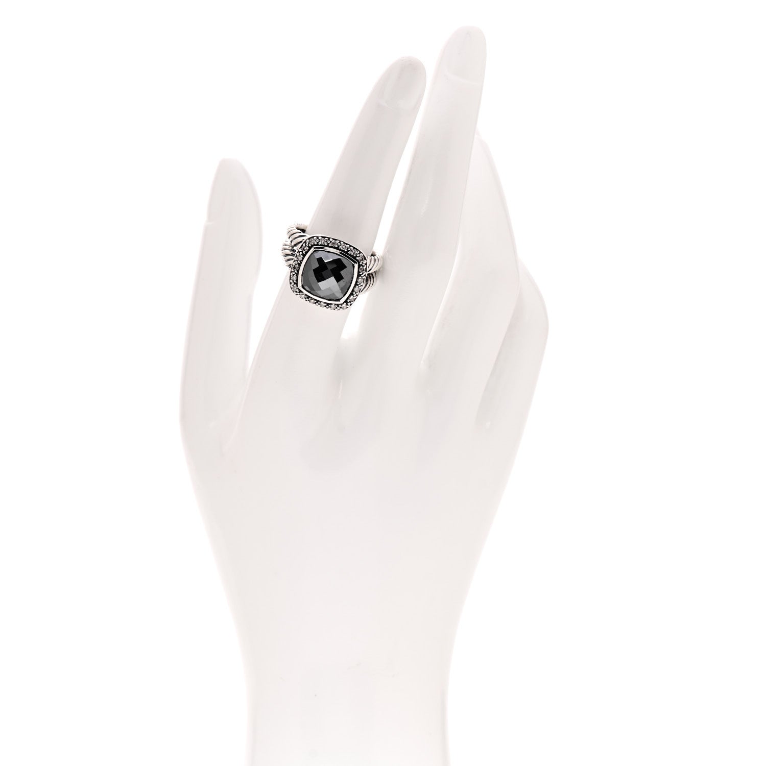 David Yurman Sterling Silver Diamond Hematine 11mm Albion Ring 54 6.75 2 of 4