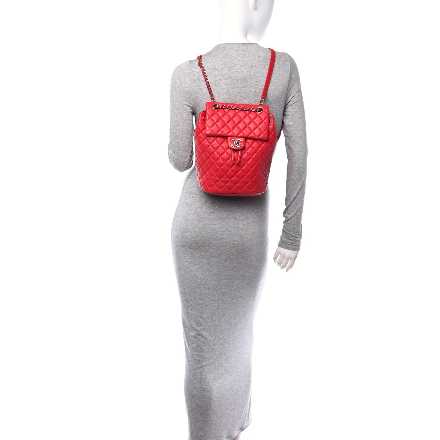 Lambskin Quilted Small Urban Spirit Backpack Red