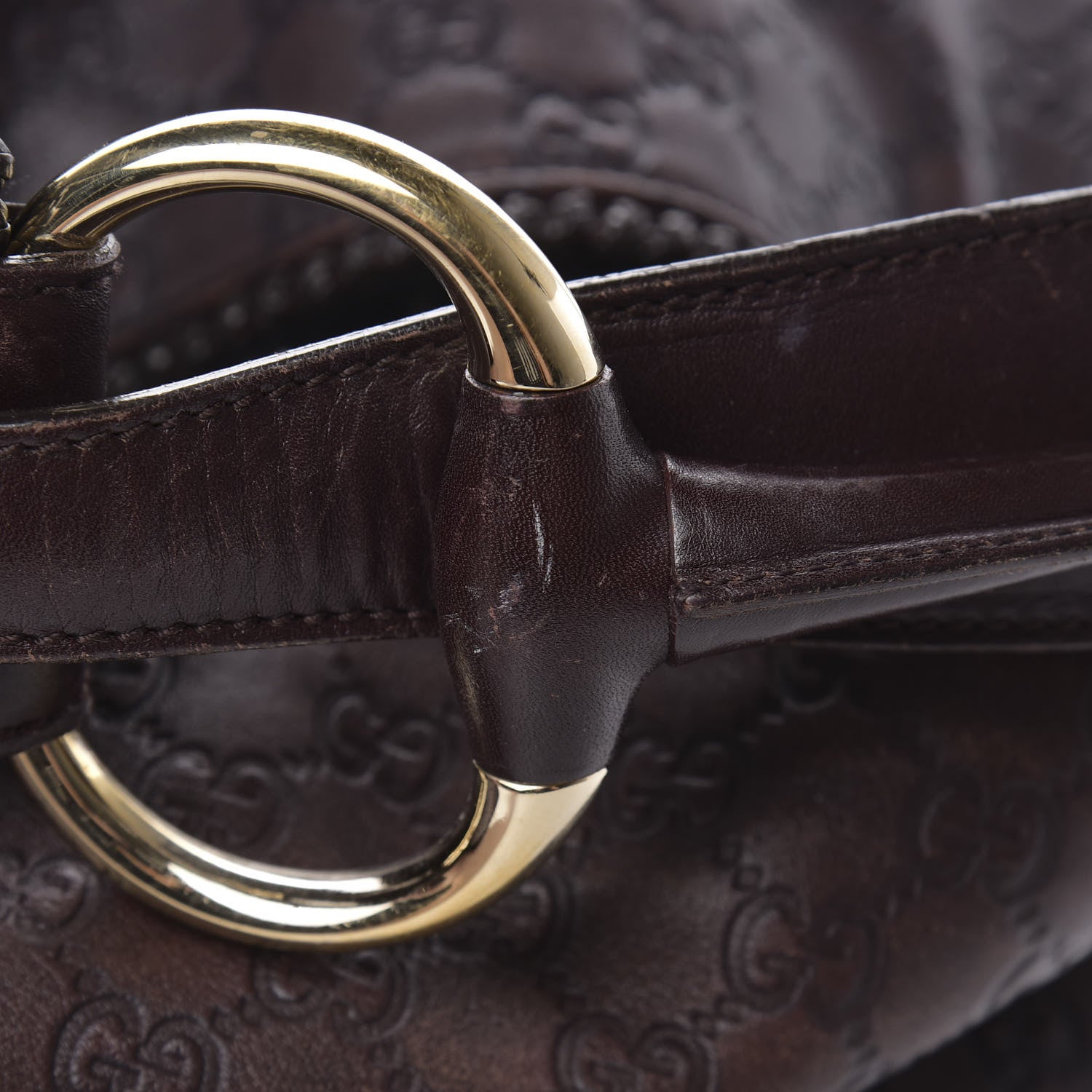 Gucci Guccissima Large Horsebit Chain Hobo Chocolate 17 of 20