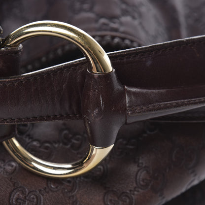 Gucci Guccissima Large Horsebit Chain Hobo Chocolate 17 of 20