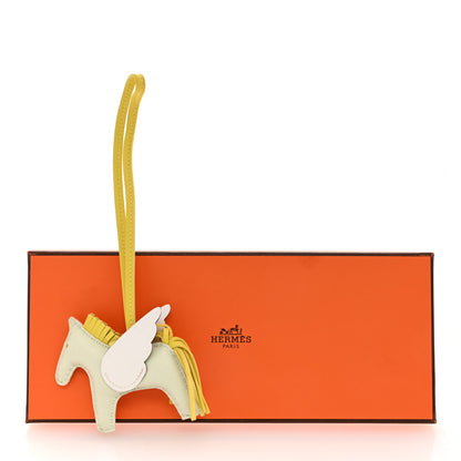 Hermes Milo Lambskin Grigri Rodeo Pegase Horse Bag Charm PM Vert Fizz Lime White 5 of 5