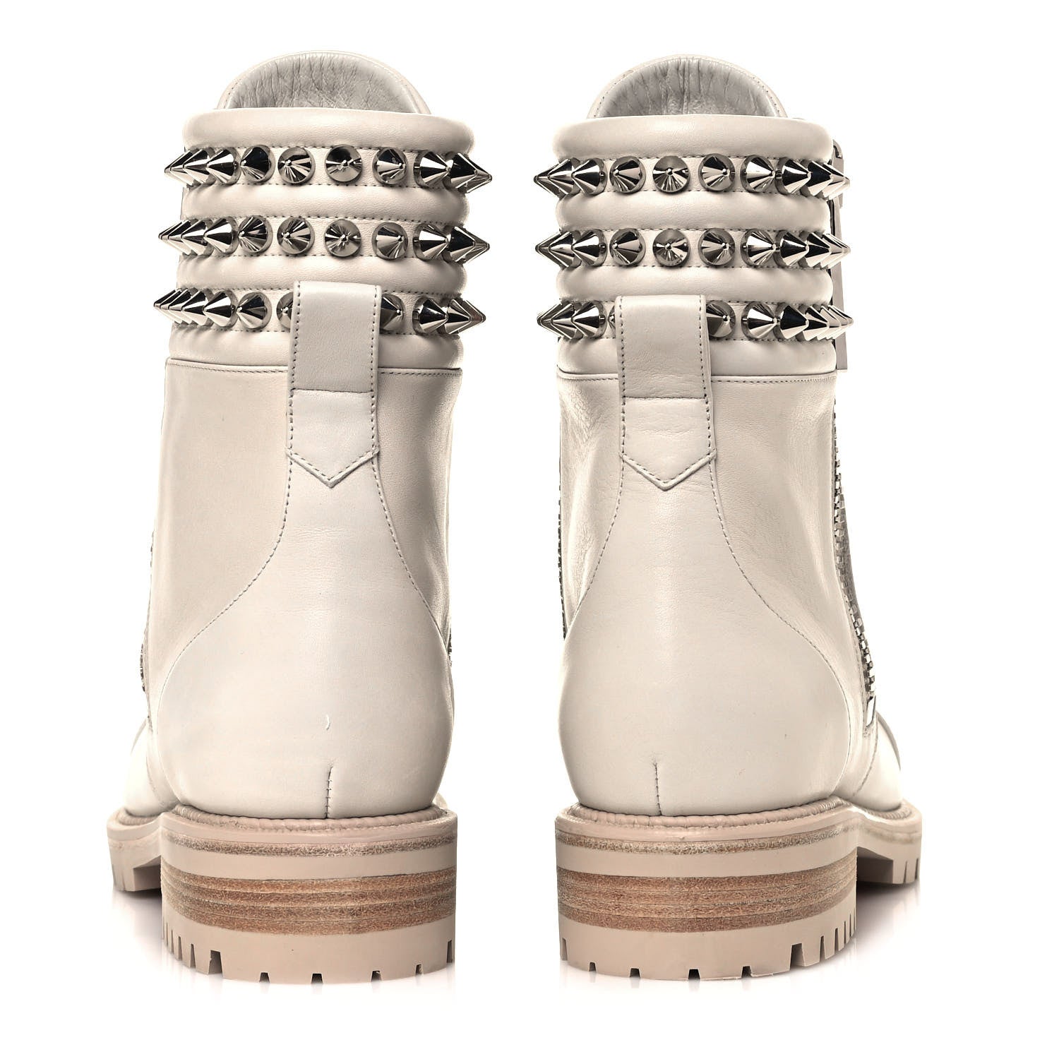 Christian Louboutin Calfskin Winter Spikes Combat Boots 37 White 5 of 9