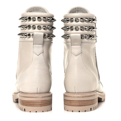 Christian Louboutin Calfskin Winter Spikes Combat Boots 37 White 5 of 9