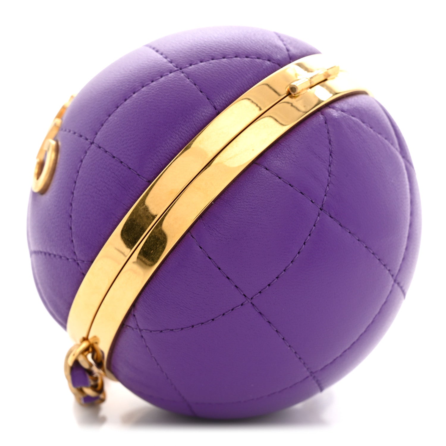Chanel Lambskin CC Minaudiere Sphere Chain Clutch Purple 9 of 11