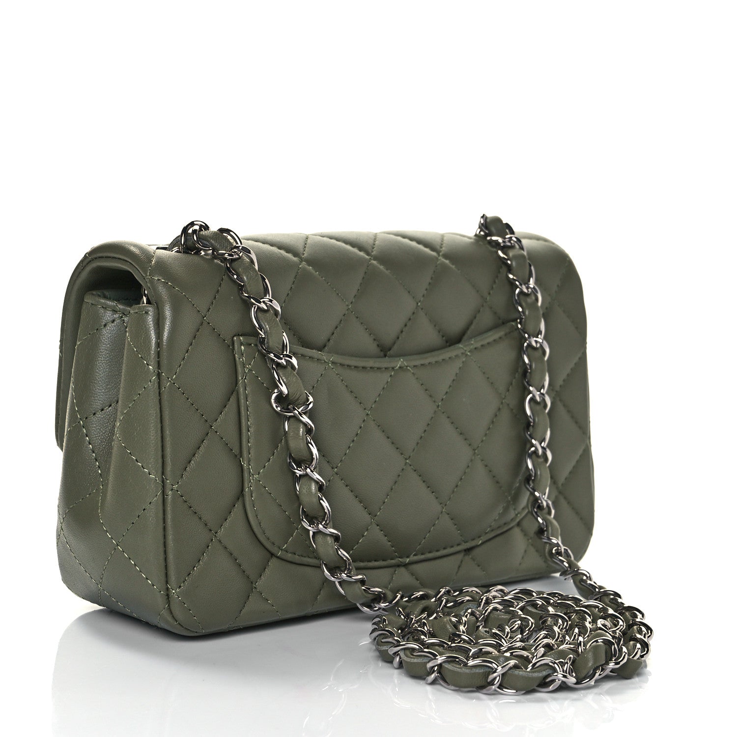 Chanel Lambskin Quilted Mini Rectangular Flap Green 3 of 9