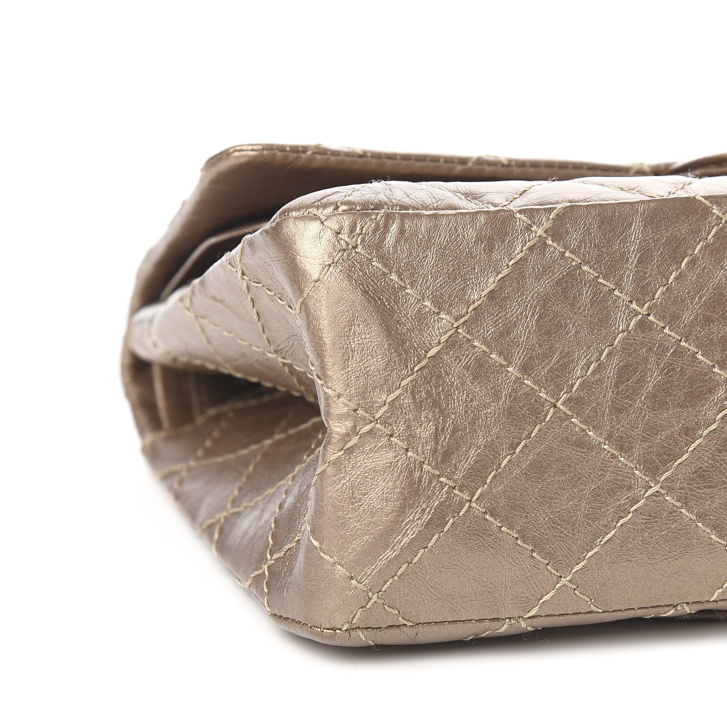 Metallic Aged Calfskin Quilted 2.55 Reissue 225 Flap Gold