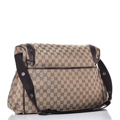 Gucci Monogram Natural Pigskin Large Diaper Bag Beige Ebony Cocoa Dark Chocolate 3 of 15