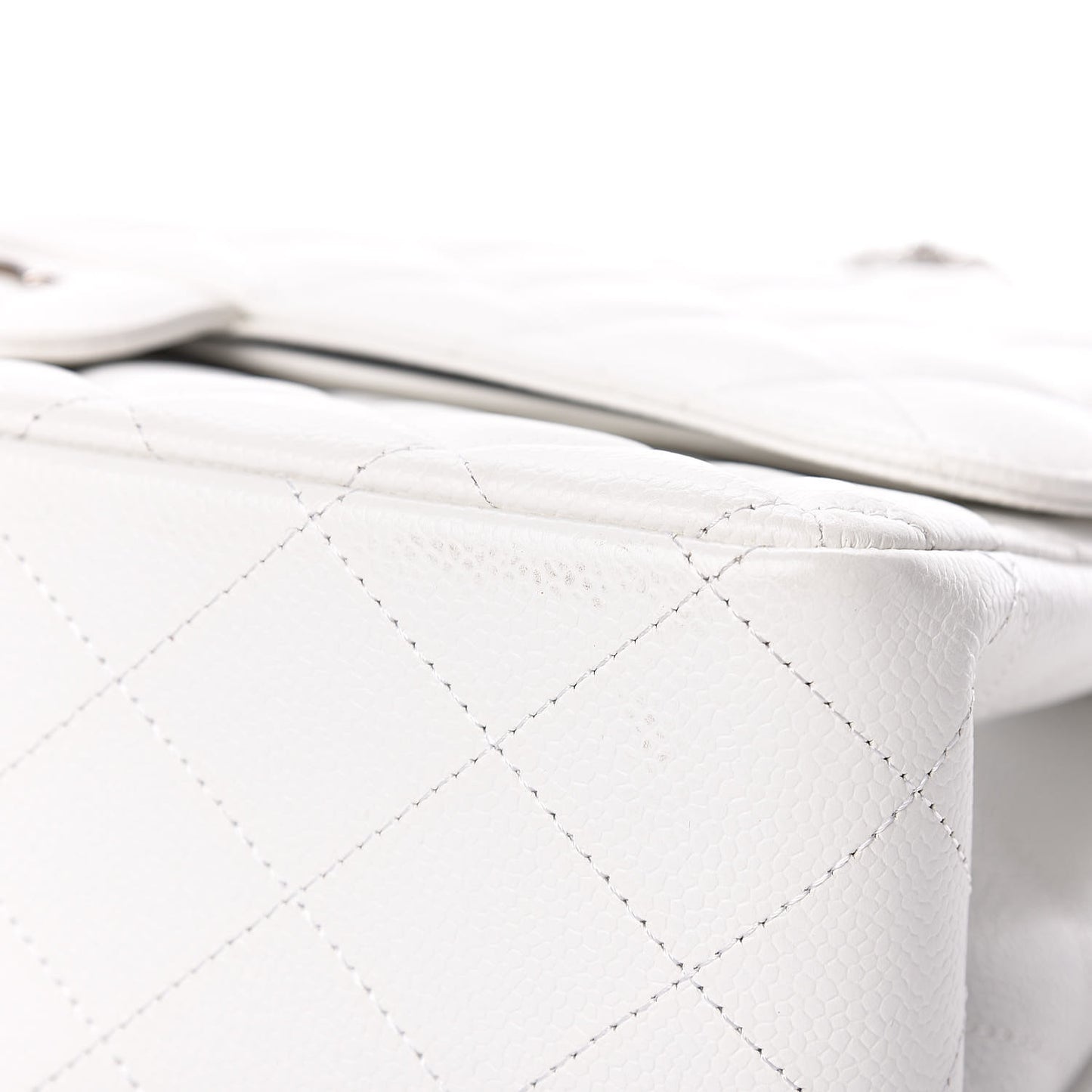 Caviar Quilted Jumbo Double Flap White