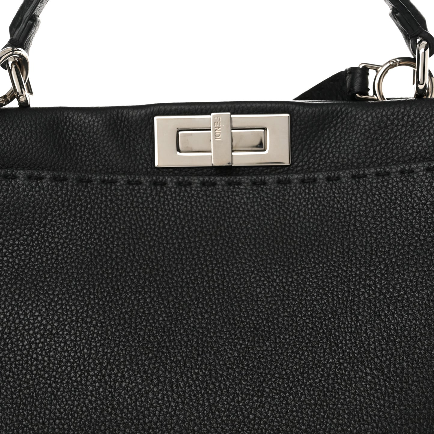 Cuoio Romano Selleria Bi-Color Large Peekaboo Iconic Satchel Black Mou