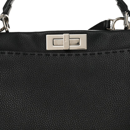 Fendi Cuoio Romano Selleria Bi-Color Large Peekaboo Iconic Satchel Black Mou 9 of 12