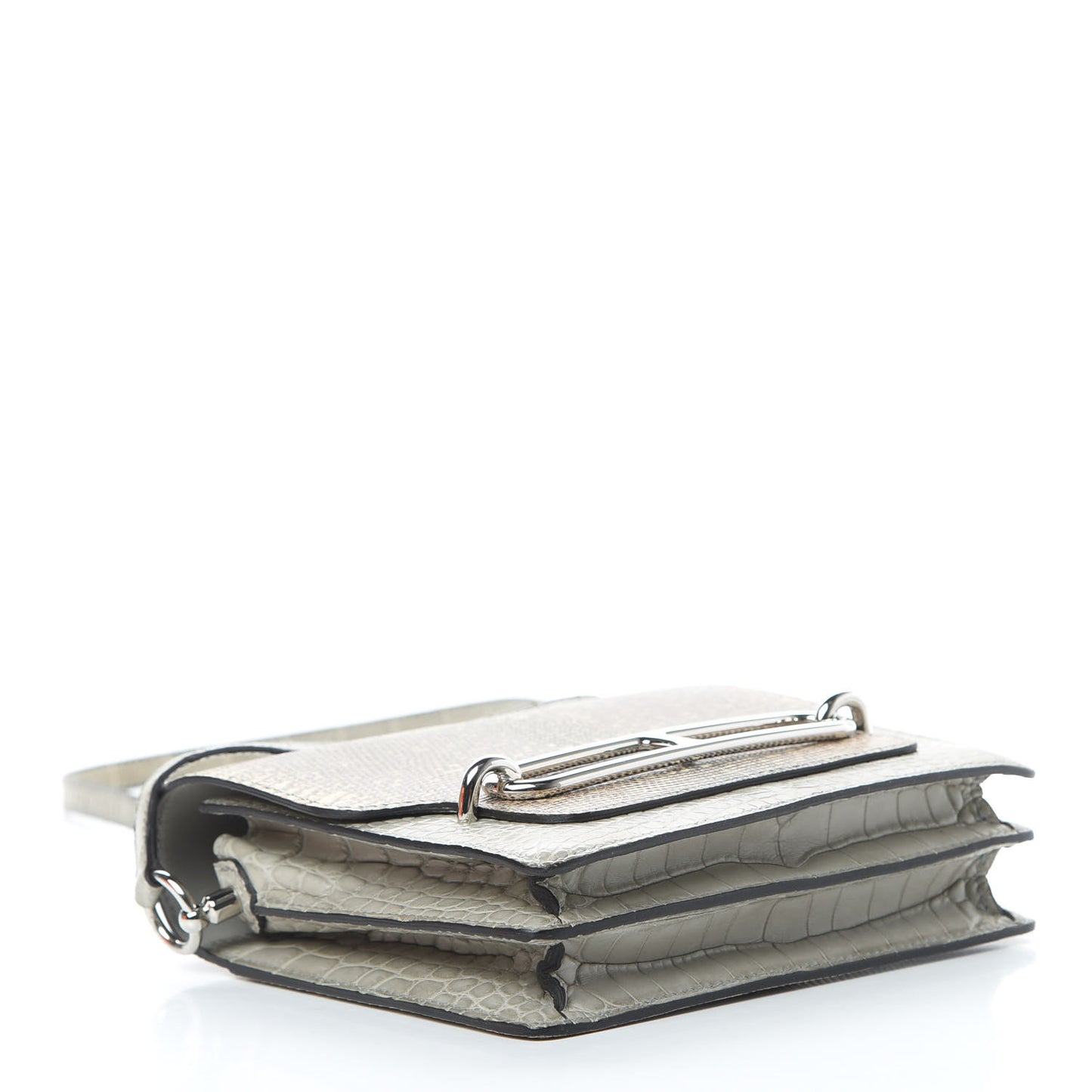 Matte Alligator Lizard Mini Sac Roulis Ombre Gris Perle